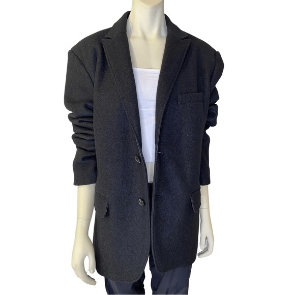 ๐ SOLD ๐ 7 For All Mankind Wool Black Jacket Blazer Lamb Leather Size XL - Picture 3 of 11